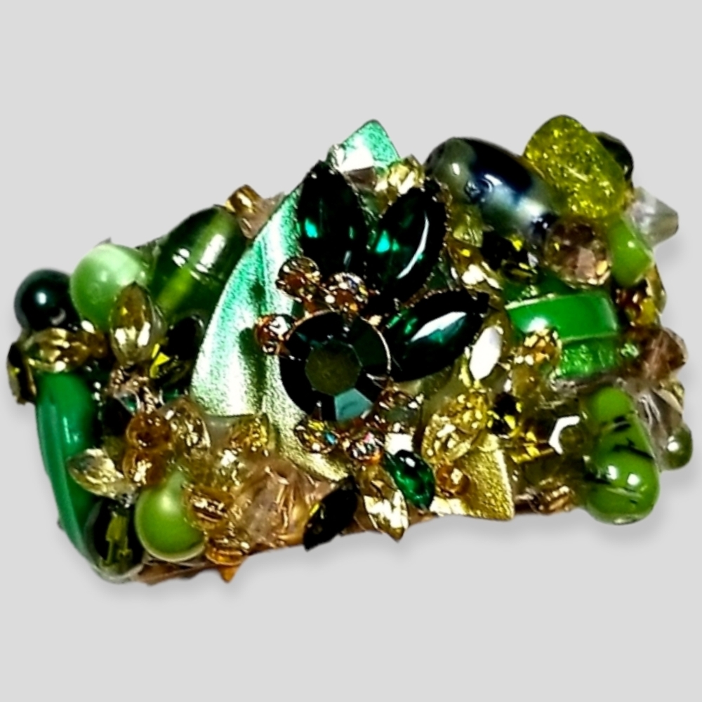 Repurposed Hand Crafted Vintage Jewelry Collage Bracelet NWT